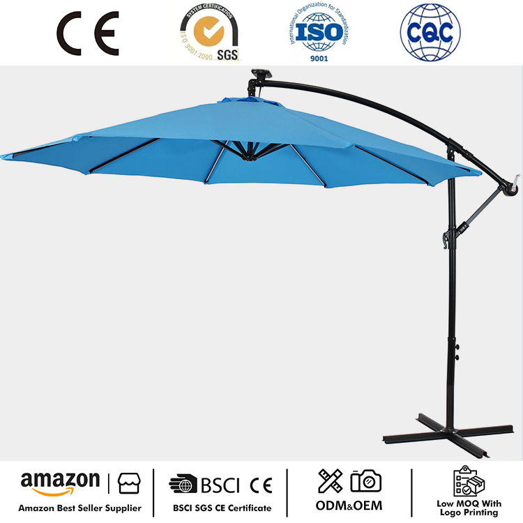 Umbrelă de terasă suspendată cu LED-uri de 10ft