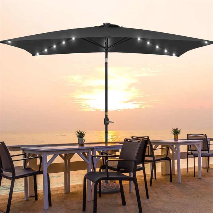 Umbrelă de piață dreptunghiulară iluminată de 10 x 6,5 ft