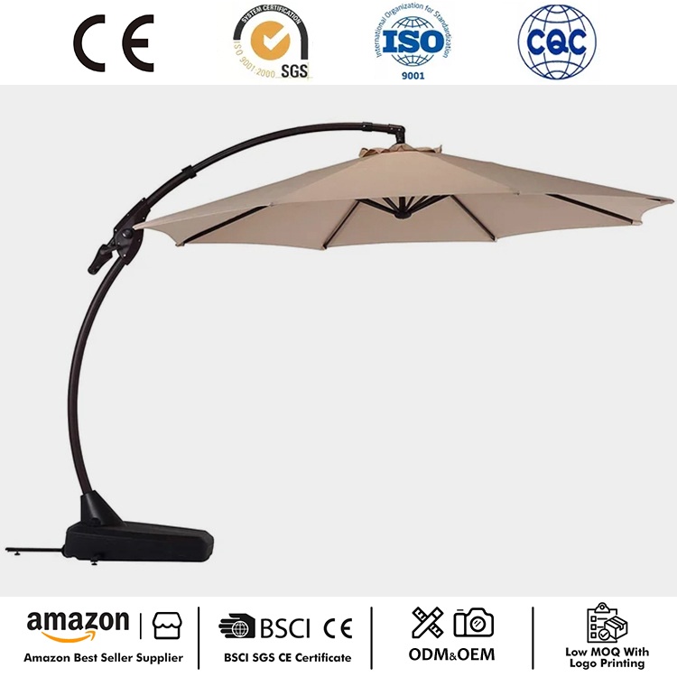Umbrelă în consolă curbată de 12 ft cu bază