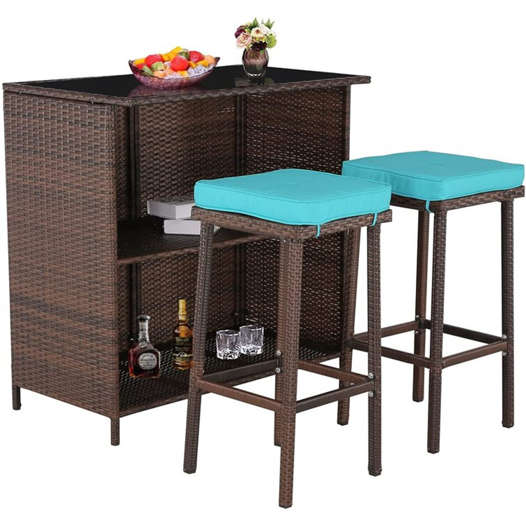 Set de bar din răchită din ratan, 3 bucăți