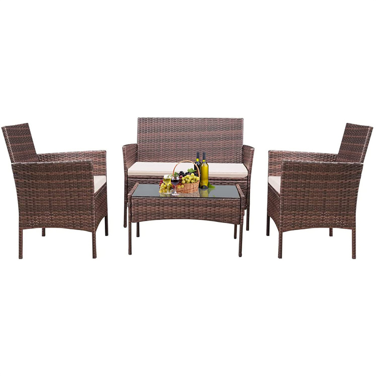 Set de mobilier de terasă din rattan 4 buc
