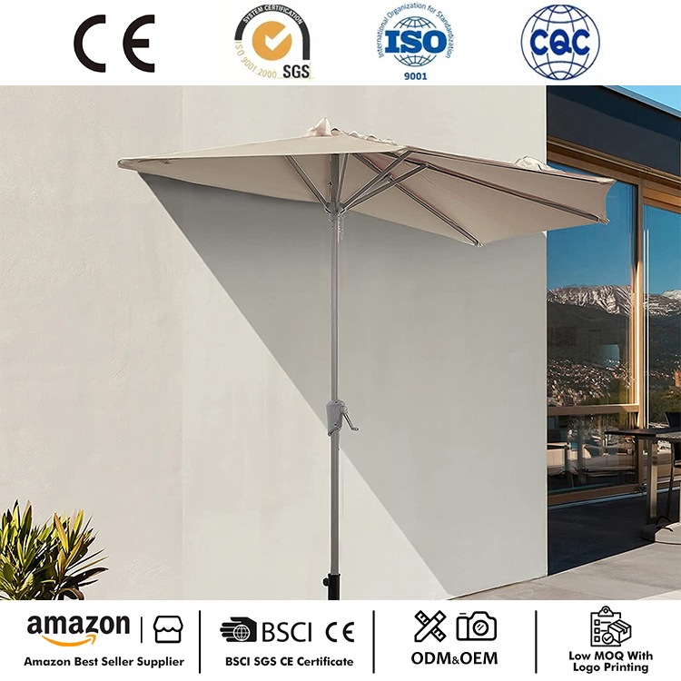 Umbrelă de exterior cu terasă semi-circulară de 9 ft