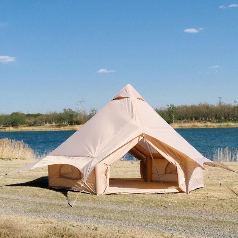 Camping cu cort de bumbac gonflabil