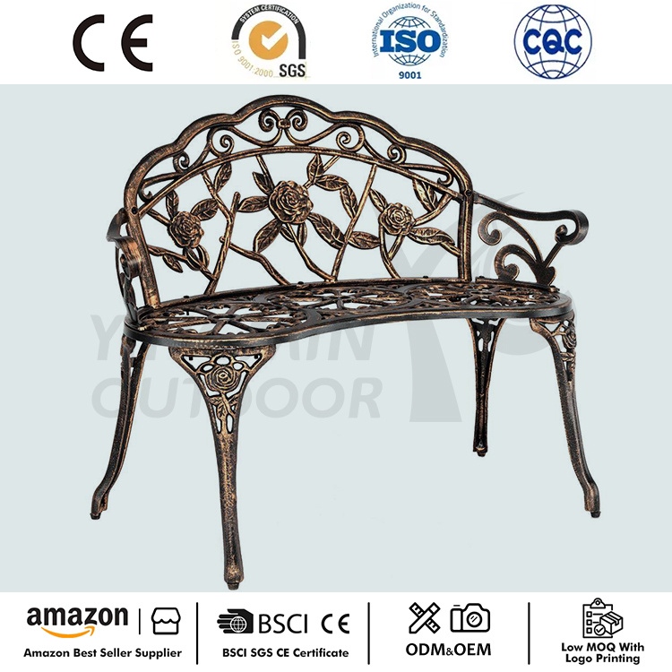 Băncă din aluminiu din metal din grădină în aer liber
