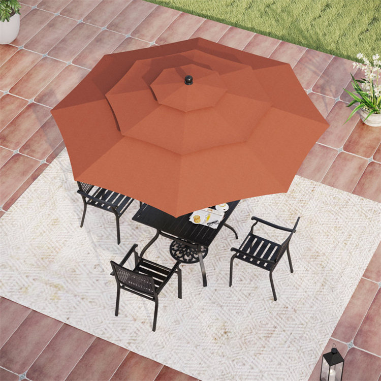 Umbrelă de terasă cu 3 niveluri de 10 ft