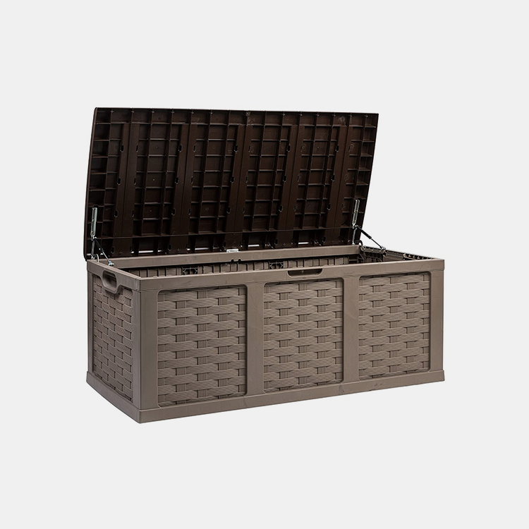 Cutie din plastic din rattan maro de 153 de galoane